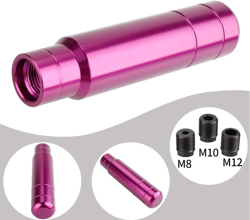 BARTOO Aluminum Weighted Manual Shift knobs, Long Stick Shift Knob Gear Shifter Knobs, Car Accessories Lever Cover Head Universal Shifter Knobs with 3 Threaded Adapters (Purple) - Image 4